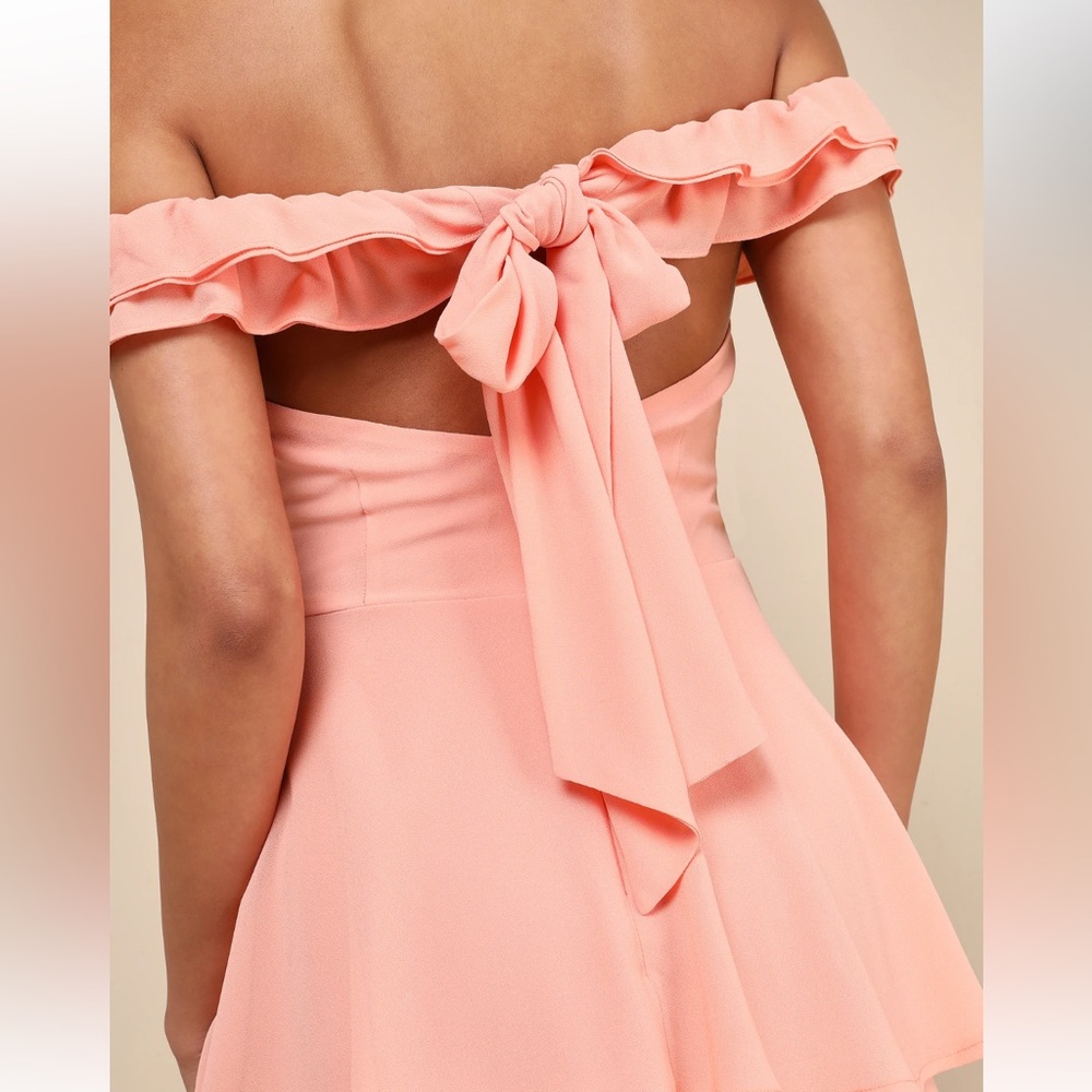 LULUS Peach Ruffle Halter Dress - Picture 3 of 11